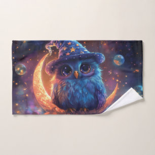 Toalha De Mão Coruja Bonita na Lua: Arte de Fantasia Mágica