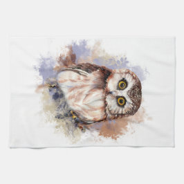 Toalha De Mão Cota Watercolor Owl Bird Nature art
