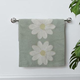 Toalha De Mão Cream Daisy Sage Green Hand Towel
