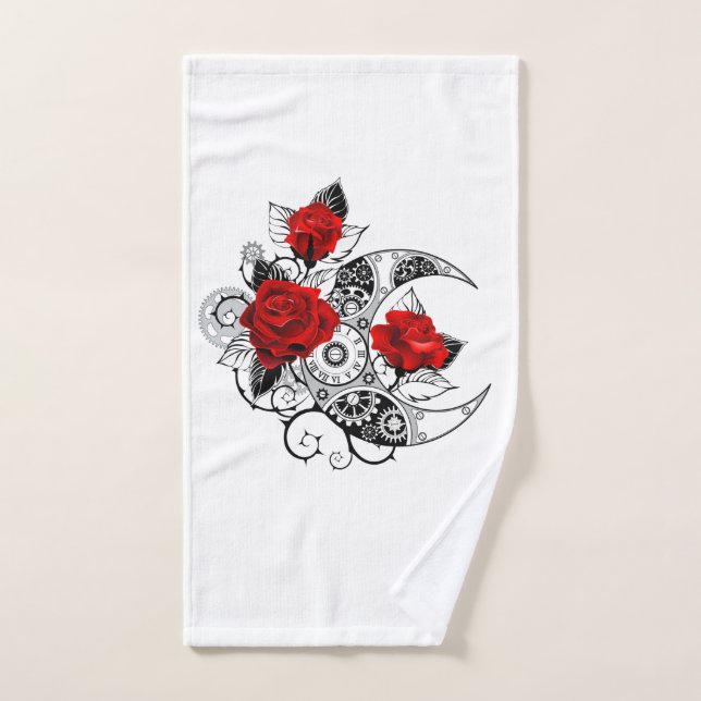 Toalha De Mão Crescente Mecânico com Rosas vermelhas (Toalha de mão)