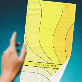 Toalha De Mão Curvas de onda amarelas Nome