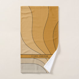 Toalha De Mão Curvas onduladas Nome do bege retrô