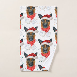 Toalha De Mão Cute German Shepherd Dog Christmas Pattern