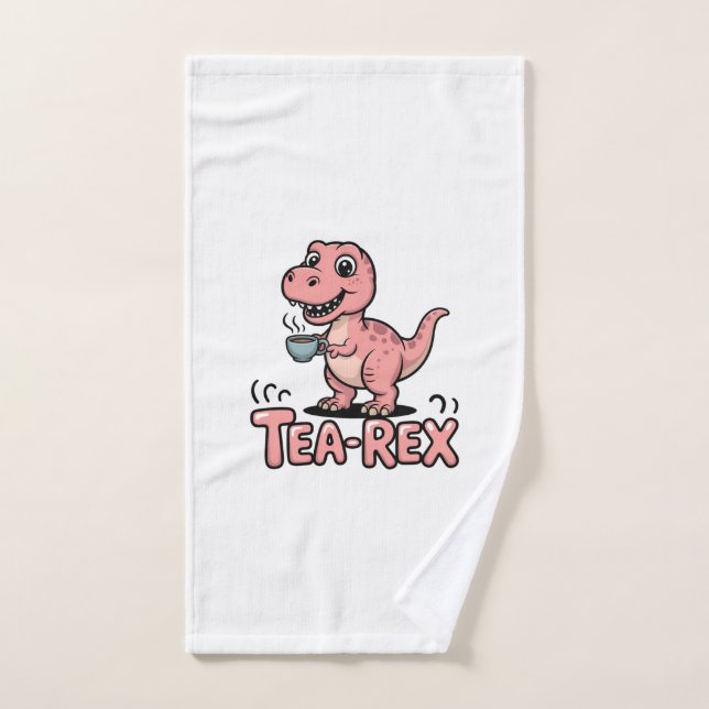 Toalha De Mão Cute Tea-Rex Pink Dinosaur – Sip Happens! (Toalha de mão)