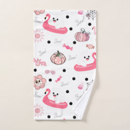 Toalha De Mão Cute Tropical Halloween – Fantasmas & Flamingos