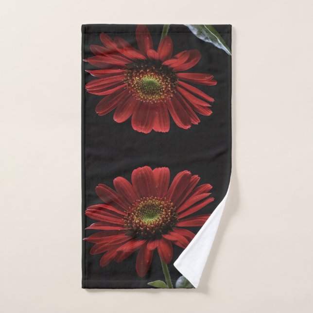 Toalha De Mão Daisy Vermelho Clássico A Preto, (Toalha de mão)