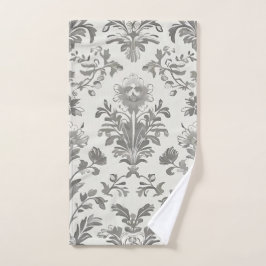 Toalha De Mão Damasco Floral Branco Vitoriano Antigo