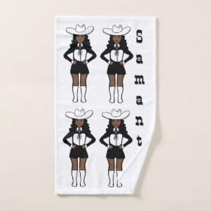 Toalha De Mão Dançarina/Majorette Western Black White #1