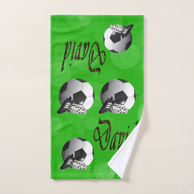 Toalha De Mão David Name Com Bolas De Futebol, (Toalha de mão)