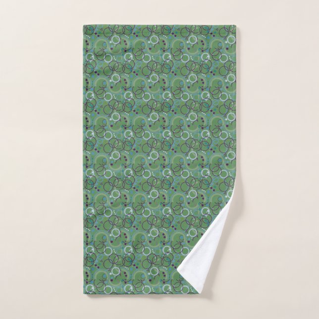 Toalha de Mão de Arte de Bolhas Abstratas Verde Ca (Toalha de mão)