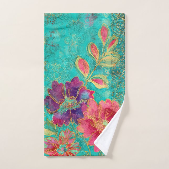 Toalha De Mão desenho de flores exóticas (Toalha de mão)