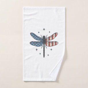 Toalha De Mão Design de Camisa Vetorial de Libélula Patriótica V