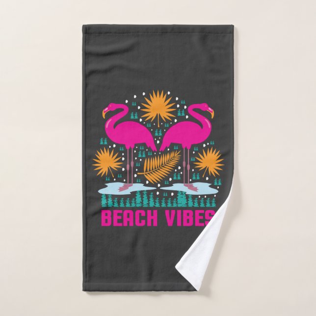 Toalha De Mão Design de Flamingos Rosa Vibes de Praia (Toalha de mão)