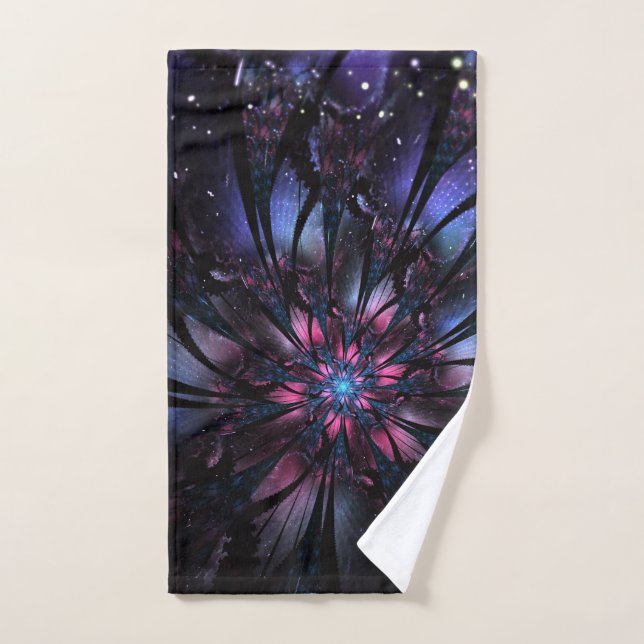 Toalha De Mão design de flor fractal abstrato. (Toalha de mão)