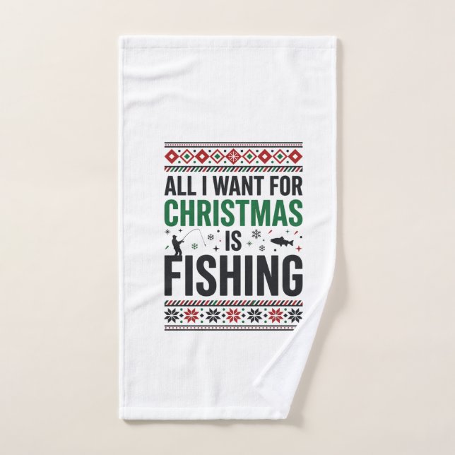 Toalha De Mão Design de Suéter Feio de Pesca de Natal (Toalha de mão)