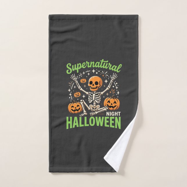 Toalha De Mão Design de Vetor de Halloween de Esqueleto Supernat (Toalha de mão)