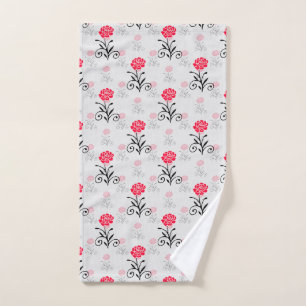 Toalha De Mão Design do Padrão do Pilha do Flor da rosa vermelha