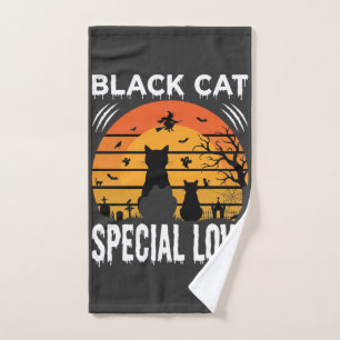 Toalha De Mão Design Gótico de Amor Especial de Gato Preto de Ha