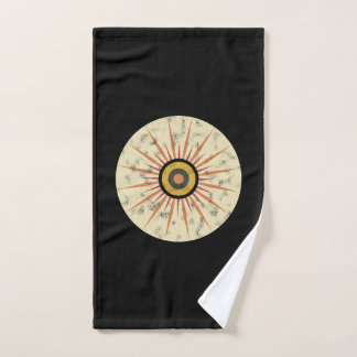 Toalha De Mão Design Retro Boho de Explosão Solar