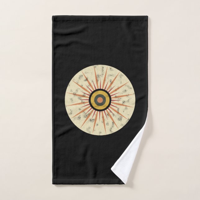 Toalha De Mão Design Retro Boho de Explosão Solar (Toalha de mão)