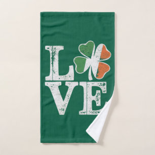 Toalha De Mão Dia de São Patrício Amor Sorte Trevo Irlandês Verd