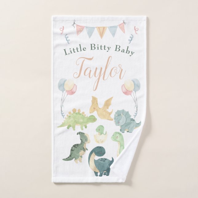 Toalha De Mão Dinossauro Cinto Aquarela Personalizado Bebê (Toalha de mão)