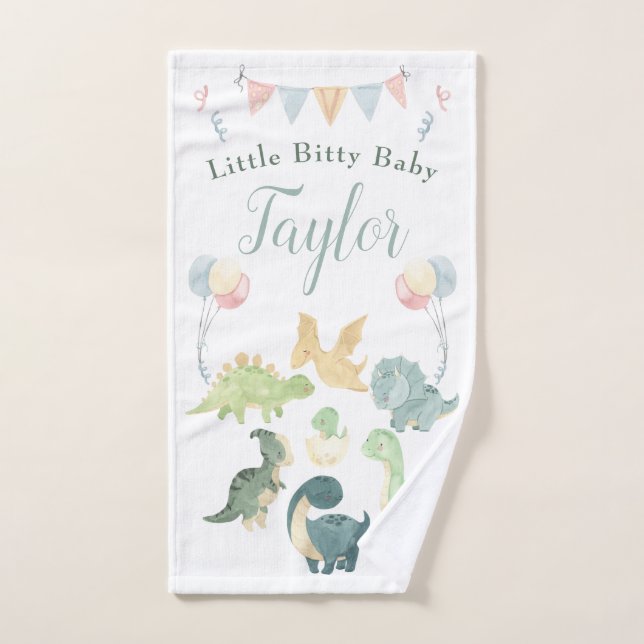 Toalha De Mão Dinossauro Cinto Aquarela Personalizado Bebê (Toalha de mão)