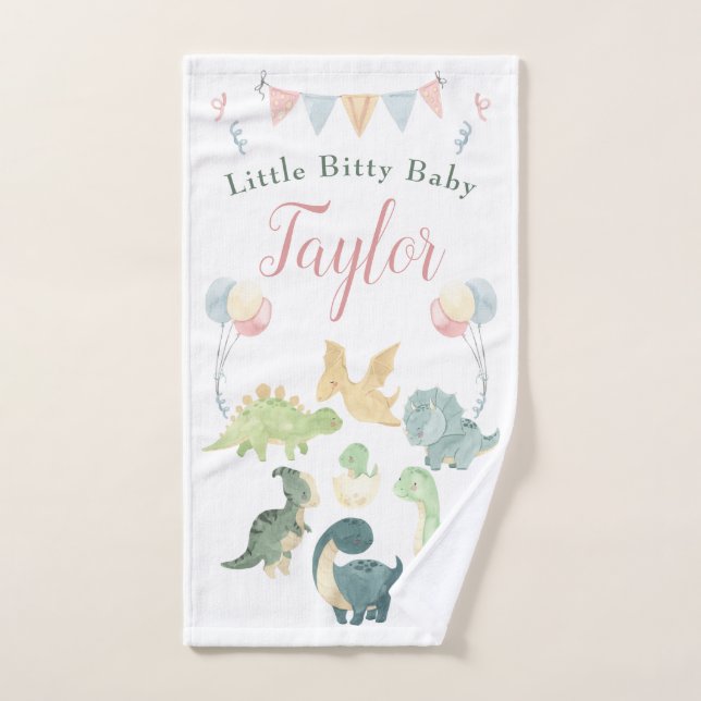Toalha De Mão Dinossauro Cinto Aquarela Personalizado Bebê (Toalha de mão)