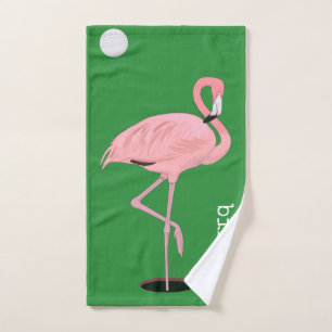 Toalha de mão do golfe do flamingo do passarinho