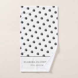 Toalha De Mão Dog Groomer Business Paw Print Pattern Hand Towel