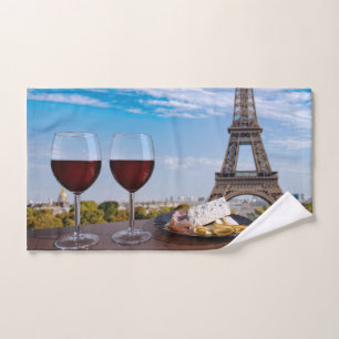 Toalha De Mão Dois copos de vinho no café em Paris