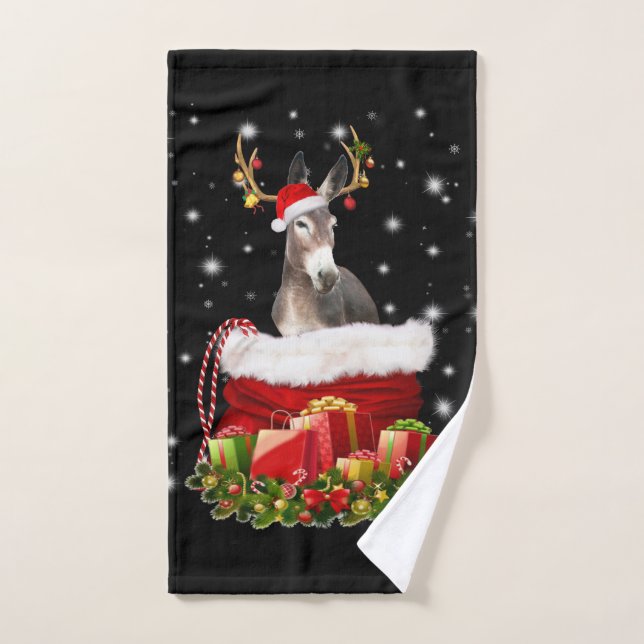 Toalha De Mão Donkey Lover Gift | Feliz Donkey Feliz Natal (Toalha de mão)