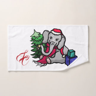 Toalha De Mão Elefante adorável do papai noel do Natal do