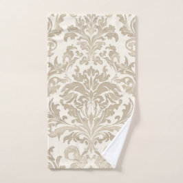 Toalha De Mão Elegância de Marfim Barroco Damasko Clássico Antig