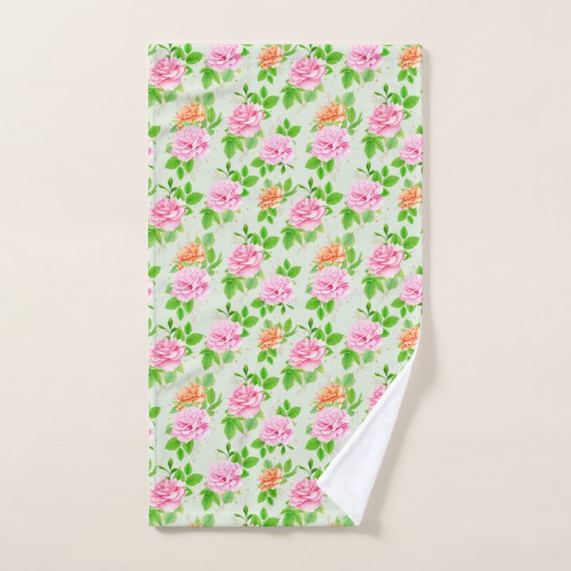 Toalha De Mão Elegant Floral Roses Green Leaves Pattern-23675 (Toalha de mão)