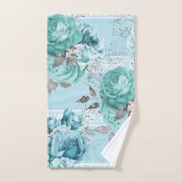 Toalha De Mão Elegante Blue Rosa Lace
