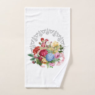 Toalha De Mão Elegante Botânico Vintage com Coroa de Prata