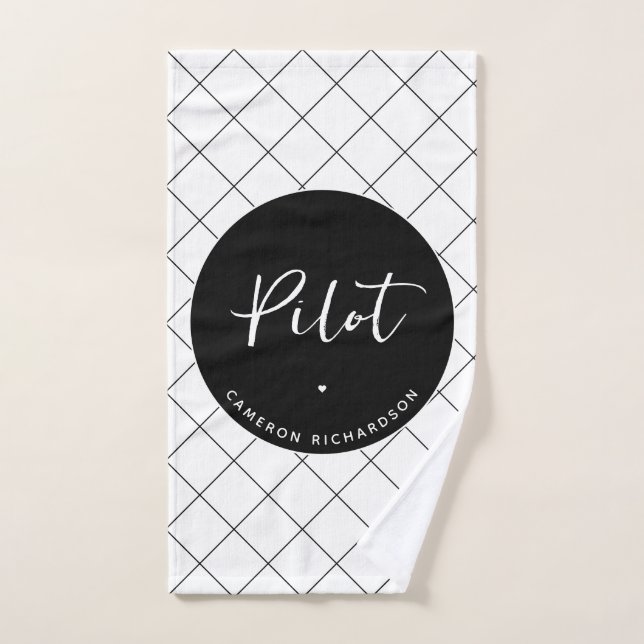 Toalha De Mão Elegante de Graduação da Escola de Aviação Piloto  (Toalha de mão)