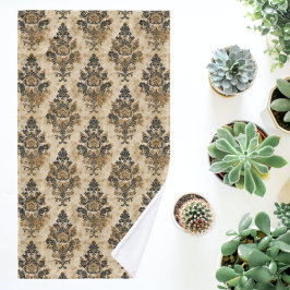 Toalha De Mão Elegante Luxurioso Dourado Beige Ivory Damask