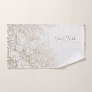 Toalha De Mão Eleganter Papercut Schmetterling mit Blumenrahmen