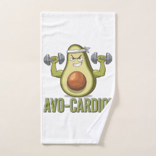 Toalha De Mão Engraçado Design de Malhação Avo-Cardio Avocado