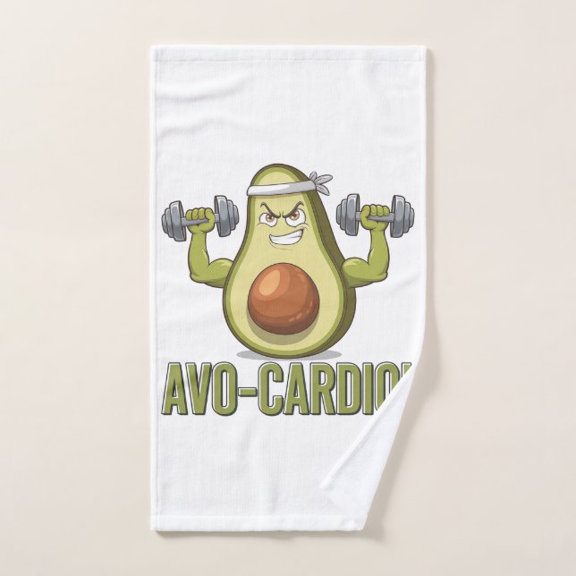 Toalha De Mão Engraçado Design de Malhação Avo-Cardio Avocado (Toalha de mão)