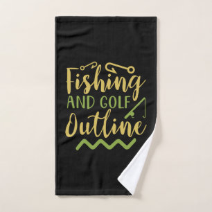 Toalha De Mão Esboço de Pesca e Golfe