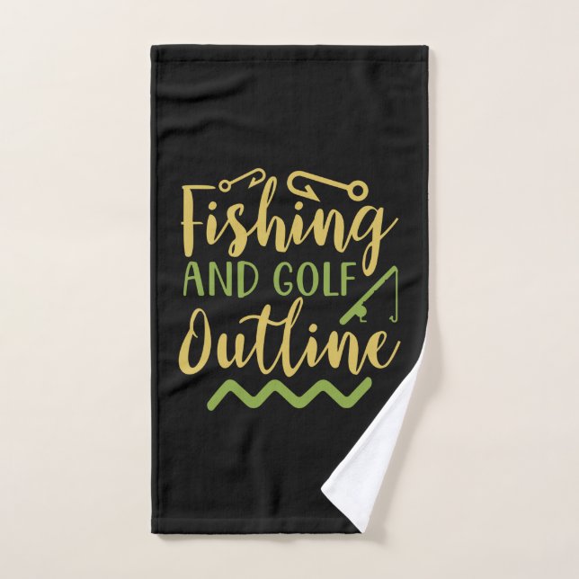 Toalha De Mão Esboço de Pesca e Golfe (Toalha de mão)