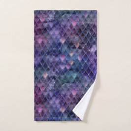 Toalha De Mão Escamas de Dragão Ombre Roxo Brilhante e Glitter