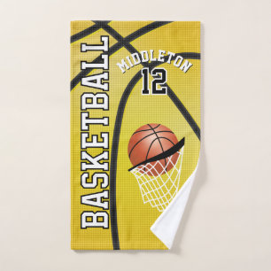 Toalha De Mão Esporte 🏀 Basquete no Fundo Amarelo