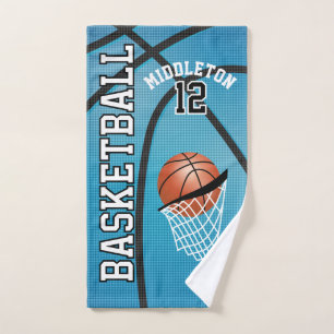 Toalha De Mão Esporte 🏀 Basquete no Fundo Azul Bebê