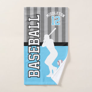 Toalha De Mão Esporte de beisebol em Azul-bebê e Cinza