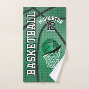 Toalha De Mão Esporte Verde 🏀 Basquete   DIY Texto