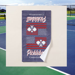 Toalha De Mão Esportes De Jogador De Pickleball Retro Monograma